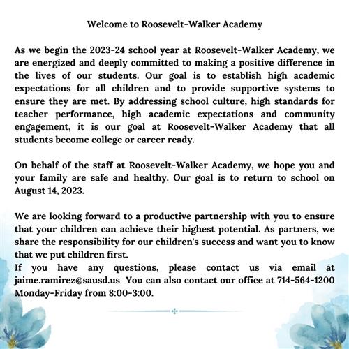 Principals Message